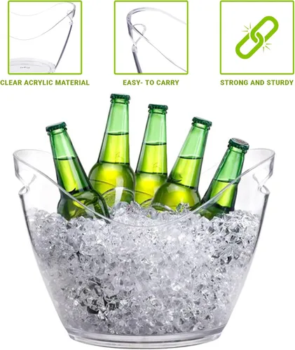 Vista 2 de Cubo de hielo para fiestas, botellas de vino o champán de acrílico transparente para bebidas (1, 8 litros)