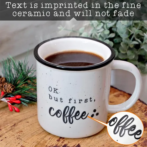 Vista 10 de Ok But First Coffee - Taza de café de cerámica de 11 onzas, regalo