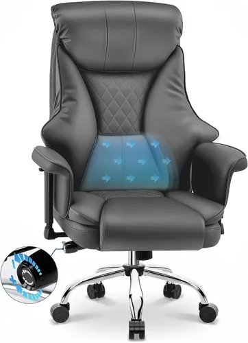Vista 12 de AreShark Silla de oficina grande y alta, silla ejecutiva de escritorio de cuero con respaldo alto y soporte lumbar ajustable, ergonómica, cómoda