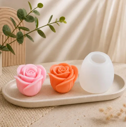 Vista 3 de 2 moldes de silicona con diseño de flores para velas, molde de decoración de pastel de chocolate con flores 3D, cera de jabón, resina epoxi
