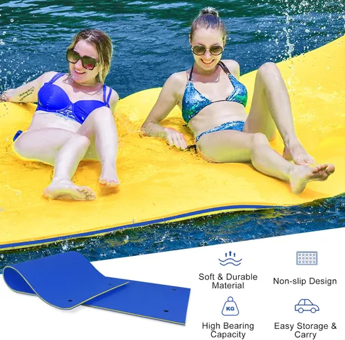 Vista 5 de GLACER Alfombrilla de agua flotante, almohadilla de agua flotante, espuma XPE resistente al desgarro, almohadilla flotante grande de 18 x 6 pies