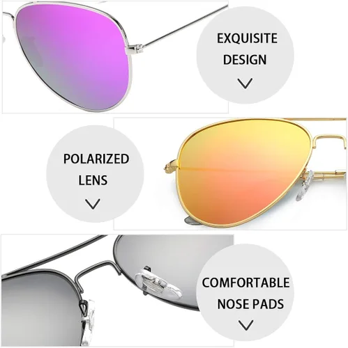 Vista 5 de ENSARJOE 3 gafas de sol polarizadas UV400 Classic Aviator para hombres y mujeres