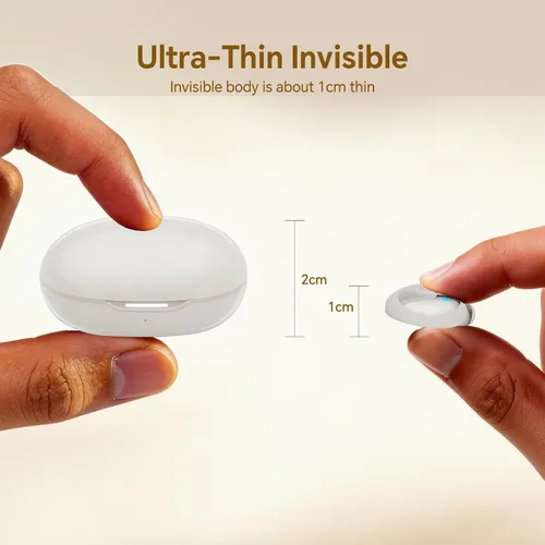Vista 6 de Auriculares planos para dormir de lado, Bluetooth Mini invisible para dormir de lado, pequeños, inalámbricos, cómodos, para orejas pequeñas Negro