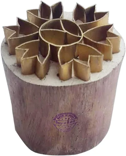 Vista 8 de Royal Kraft Sellos de madera de latón de hoja para impresión de bloques en arcilla, cerámica, tela Btag001