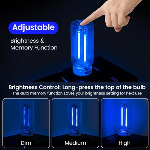 Vista 4 de 2 PCS Luces Ambientales USB Azules para Interior del Automóvil, Control Táctil Brillo Ajustable Enchufables Botella de Vidrio Retro Luces Nocturnas