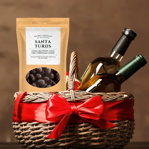 Vista 3 de Almendras de chocolate oscuro de Santa Turds, regalos gourmet de Kepperton para hombres, divertidos dulces navideños para adolescentes, rellenos