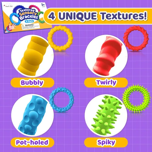 Vista 5 de Paquete de 4 pulseras elásticas para ansiedad y paquete de 8 juguetes de succión texturizados