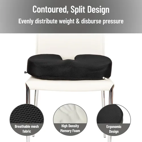 Vista 5 de Mind Reader Cojín de asiento de espuma viscoelástica con tecnología Air-Cloud, ciática, alivio del dolor de coxis y cadera, oficina, espuma