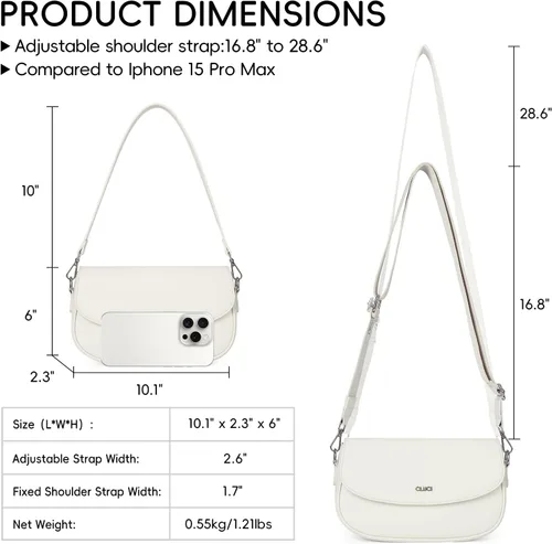 Vista 3 de CLUCI Monederos para mujer, bolso de hombro pequeño, lindo embrague de diseñador, bolsos de cuero cruzados, bolso Hobo
