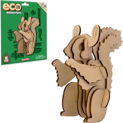 Vista 33 de Rompecabezas de madera Eco 3D de Deluxebase. Kit de manualidades de rompecabezas 3D con temática animal. Juguetes de animales de safari de madera
