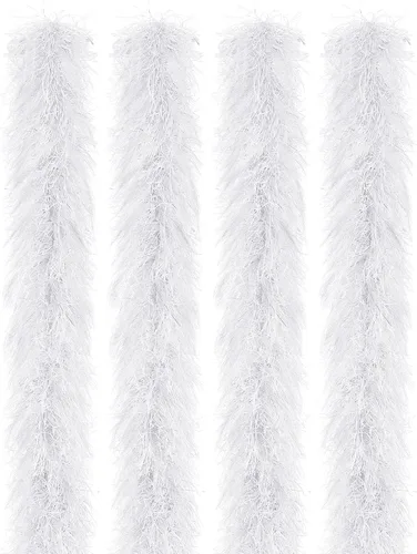 Vista 31 de Jexine Boas de plumas artificiales en masa, boas esponjosas para decoración de disfraces de boda, vestidos, suministros para fiestas de té