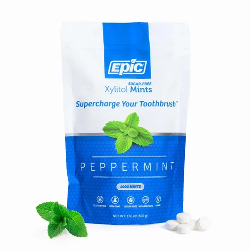 Vista 24 de Epic Mentas de Xilitol 100% - Sin Aspartamo, Sin Azúcar - Mentas con Sabor a Canela, 55 Piezas (Paquete de 5) 100% xilitol; sin OGM; vegano; apoya