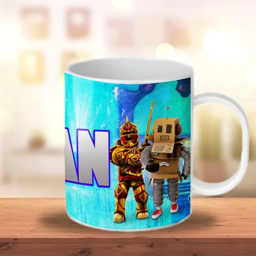 Vista 7 de Taza irrompible para niños con nombre (juego azul)