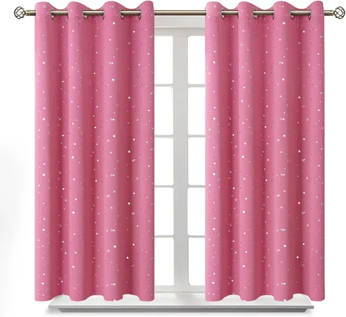 Vista 38 de BGment Cortinas opacas para dormitorio infantil, con aislamiento térmico, con ojales, estampado de estrellas plateadas, cortinas para oscurecer