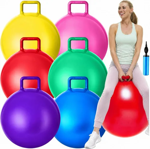 Vista 12 de Lewtemi 6 Pcs Hopper Ball with Handle, 32 Inch, Blue Color Color azul