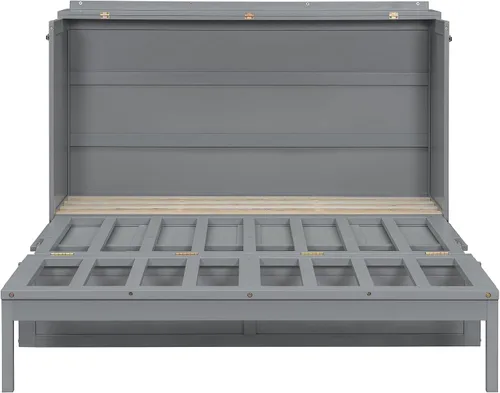 Vista 6 de Cama Murphy de tamaño Queen, cama de madera con patas, gris