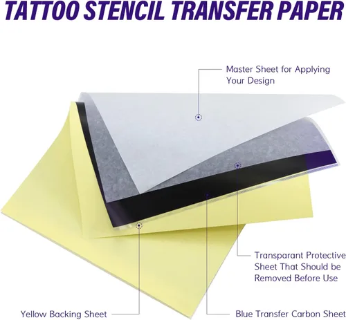 Vista 7 de TATELF - Papel de transferencia para tatuajes, 100 hojas, A4, kit de plantillas térmicas