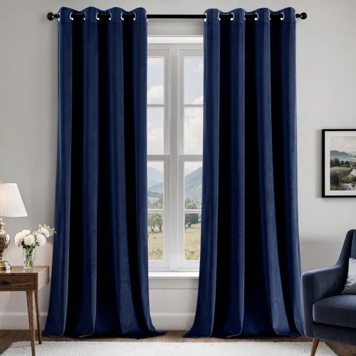 Vista 31 de EMEMA Cortinas de terciopelo negro, 2 paneles de 40 x 63 pulgadas de largo, bolsillo trasero para barra