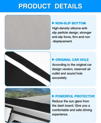 Vista 6 de Autorder Alfombrilla de Salpicadero para Rivian R1T 2022-2025 2026 Accesorios Cubierta de Salpicadero Manta de Salpicadero Franela Protección contra