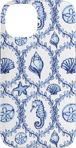 Vista 4 de Funda náutica para iPhone 12 Pro Max Coastal Nieta Preppy Shells náutica blanca azul mar
