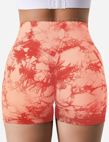Vista 4 de YEOREO Pantalones cortos profesionales de entrenamiento para mujer, 3.6 pulgadas, pantalones cortos sin costuras, cintura alta, contorno, gimnasio