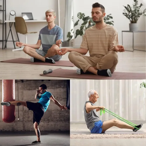 Vista 2 de ELUTONG Calcetines antideslizantes para hombre, 3 pares de azulejos de madera, con agarre pegajoso, para yoga, pilates, entrenamiento, hospital