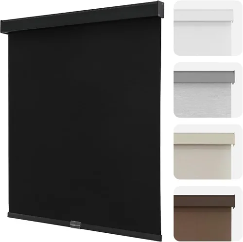 Vista 32 de Joydeco Persianas enrollables 100% opacas sin cordones para ventanas, persianas de parada libre, protección UV, persianas de tejido natural