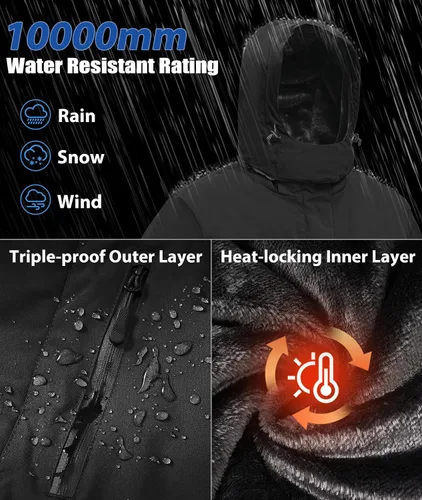 Vista 2 de Chaqueta de nieve de invierno para hombre, impermeable, para esquí, snowboard, lluvia, abrigo, con capucha aislada, forro polar