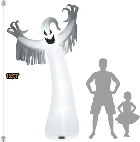 Vista 5 de Tangkula Fantasma inflable de Halloween de 12 pies, decoración de fantasma de Halloween con soplador y luces LED, decoración de fiesta de fantasma