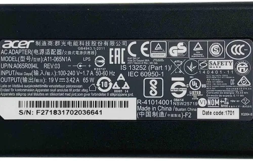 Vista 2 de Original nuevo A11-065N1A 19V 3.42A 65W adaptador de CA cargador portátil para Acer Iconia W700 W700P W710 Aspire S5 S7 P3 C720 C720P Swift 3