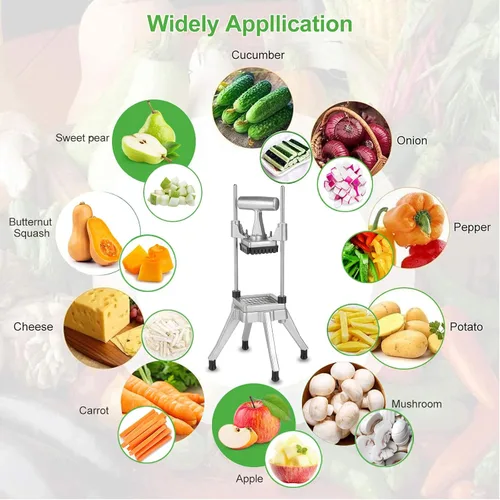 Vista 4 de Picador comercial de verduras y cortador de papas fritas de acero inoxidable, cortador de verduras de acero inoxidable, tamaños de cuchillas de 1/4