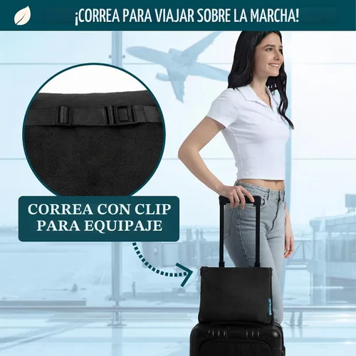 Vista 3 de PAVILIA Almohada Manta de Viaje, Manta Suave de Avión Conjunto Combo 2 en 1, Manta de Avión Compacta Empacable, Esenciales de Vuelo Almohada de Negro