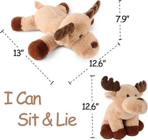 Vista 9 de WEIGEDU Adorable caribou - Peluche de reno y alce peludo, juguete de peluche para niños, bebés, niños, decoración de cumpleaños, hora de dormir, 13