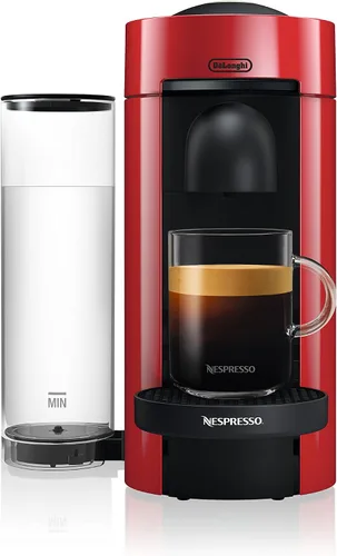 Vista 2 de Nespresso VertuoPlus - Máquina de café y espresso de De'Longhi con espumador de leche Aeroccino, color rojo cereza