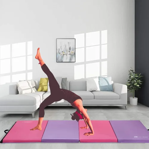 Vista 4 de Esterilla de gimnasia (4 x 8 x 2 pulgadas) / 4 x 10 x 2 pulgadas, estera plegable para ejercicios de aeróbic, esteras gruesas para estirar