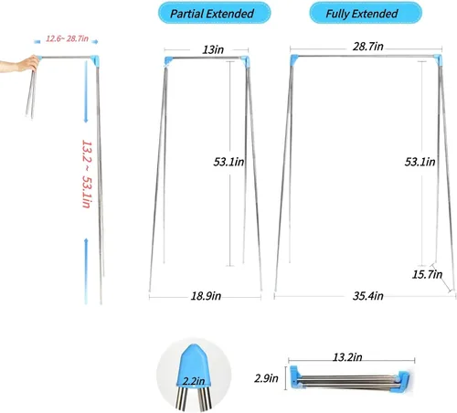 Vista 4 de Lmaray Perchero portátil de viaje, compacto de acero inoxidable, plegable, mini perchero de secado para viajes, camping, habitación de hotel
