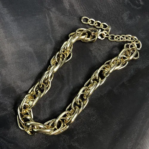 Vista 4 de Collar grueso de oro para mujer, gargantilla de oro, collar grueso de hip pop, collar de oro, joyería apilable, collar de barra en T, trajes