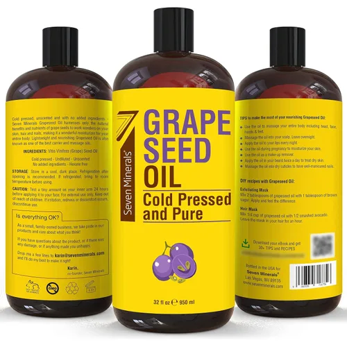 Vista 7 de Seven Minerals Aceite puro de almendras dulces y aceite de semilla de uva puro
