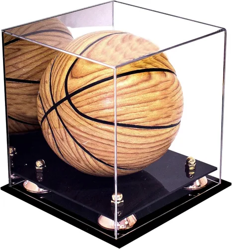Vista 14 de Better Display Cases Mini acrílico - Miniatura (no tamaño completo) Baloncesto vitrina con elevadores negros y espejo (A015-BR)