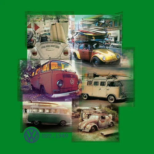 Vista 2 de Volkswagen Camiseta Camper Beetle Collage para hombre