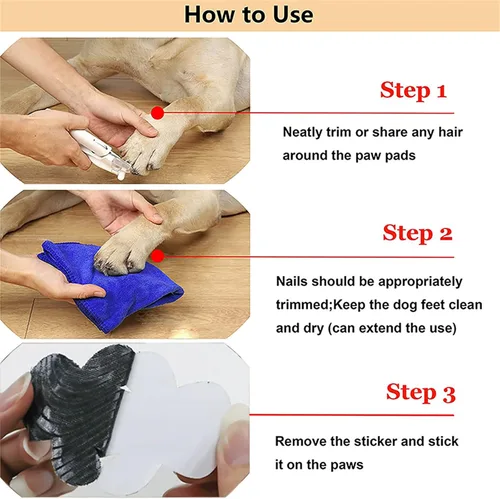 Vista 6 de Protector de patas de perro, agarre antideslizante para los dedos, almohadillas para patas de tracción de perros, 8 juegos de 32 almohadillas
