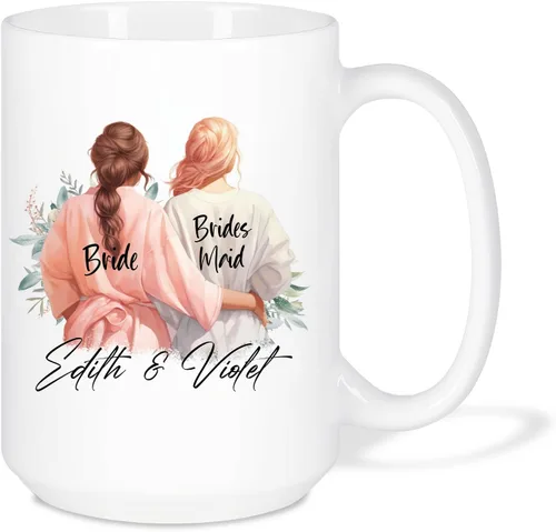 Vista 13 de Taza de café personalizada de alma gemela, taza de café de amistad personalizada para mejores amigos con nombres, mejores amigos, hermanas del alma