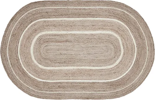 Vista 7 de VHC Brands Alfombra de yute con almohadilla, natural y crema, 3 pies redonda