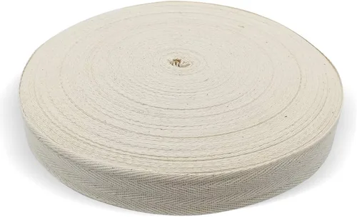 Vista 9 de Cinta de sarga de algodón natural de 50 yardas, 1 pulgada de ancho, rollo de cinta bies con patrón de espiga para coser delantales, manualidades