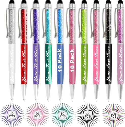 Vista 66 de Bolígrafos personalizados con nombre y texto, bolígrafos de diamantes de cristal personalizados a granel, 10 bolígrafos, regalos para mujeres