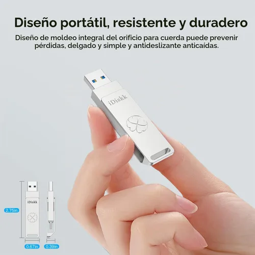 Vista 7 de iDiskk Unidad flash SSD de estado sólido de alta velocidad de 1 TB para iPhone 15/15 Plus/15 Pro/15 Pro Max, USB C iPad, MacBook, portátiles