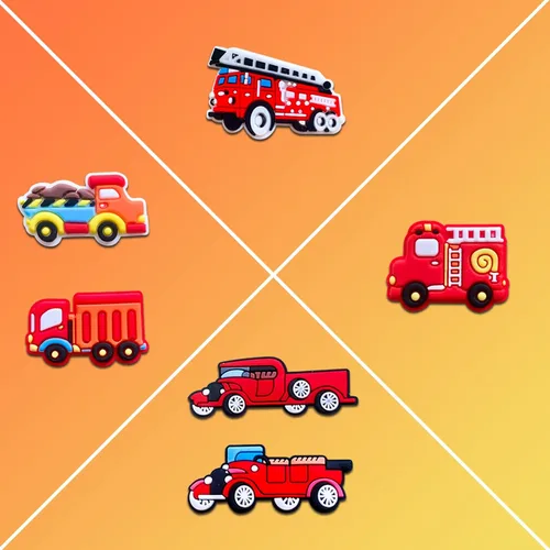 Vista 3 de 25 dijes de cocodrilo para automóviles y camiones para decoración de zapatos de zueco, excavadora, mezclador, camión, accesorios para recuerdo