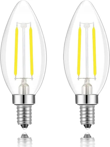 Vista 13 de Filamento LED con base de tornillo europea E14 con forma de bala C35, 2 W, blanco cálido 2700 K, equivalente a 20 vatios incandescente, no regulable