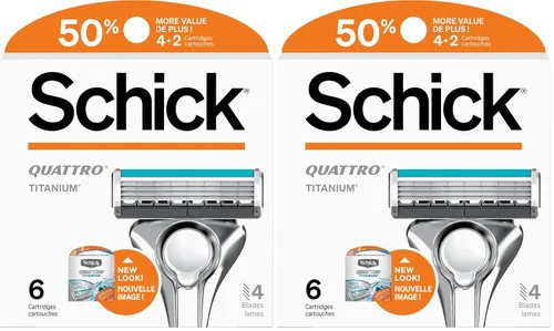 Vista 9 de Schick Quattro - Recambios de titanio Schick Quattro, repuestos de maquinilla de afeitar para hombre, 6