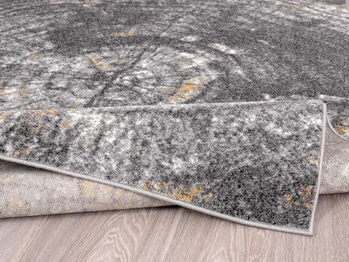 Vista 5 de Abani Laguna Collection - Alfombra contemporánea con anillo de árbol gris, amarillo y beige, 4 x 6 pies, estilo moderno de madera